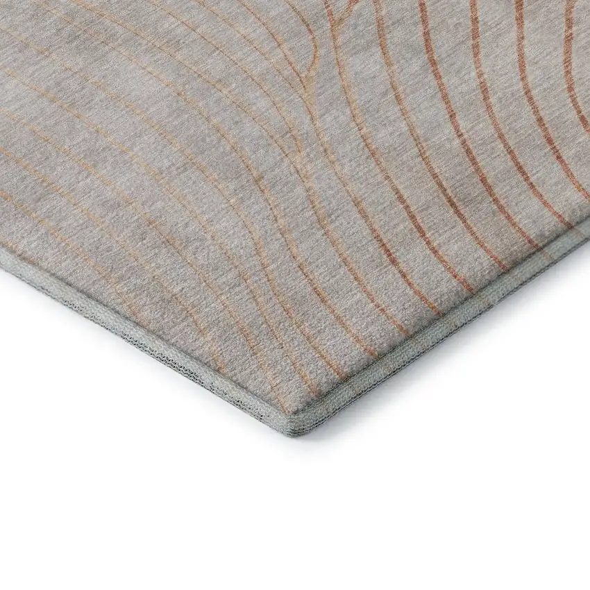 Copper And Silver Abstract Washable Area Rug With UV Protection Photo 7