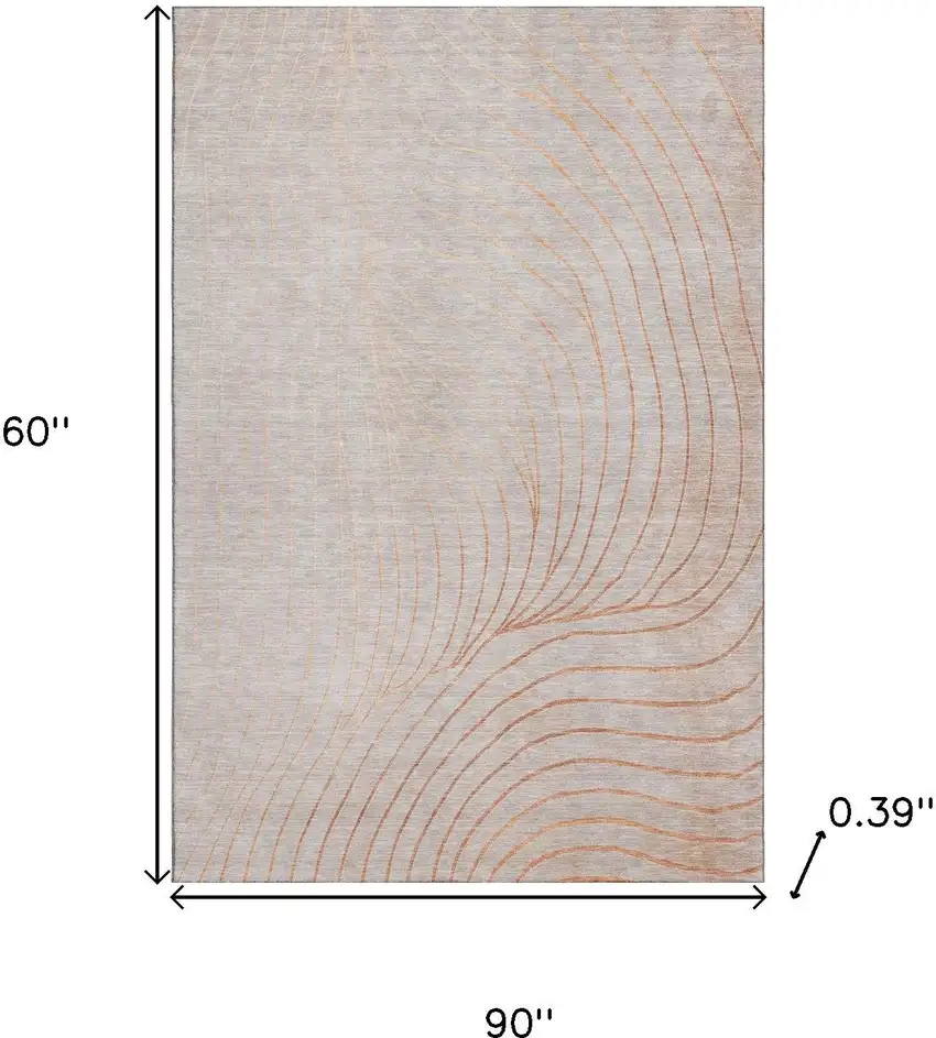 Copper And Silver Abstract Washable Area Rug With UV Protection Photo 9