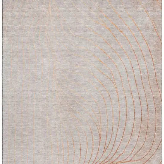 Copper And Silver Abstract Washable Area Rug With UV Protection Photo 4