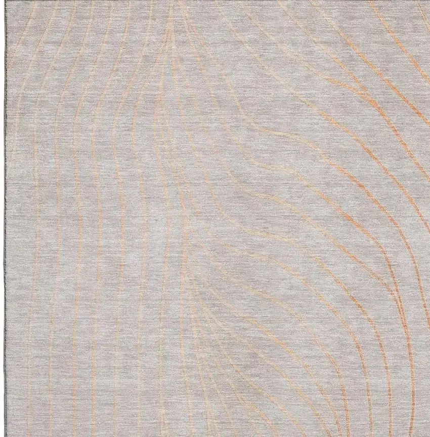 Copper And Silver Abstract Washable Area Rug With UV Protection Photo 5