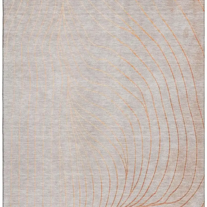 Copper And Silver Abstract Washable Area Rug With UV Protection Photo 6