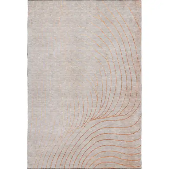 Copper And Silver Abstract Washable Area Rug With UV Protection Photo 1