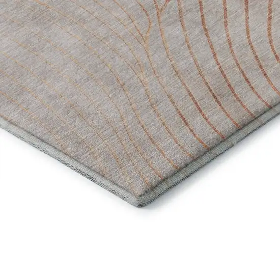 Copper And Silver Abstract Washable Area Rug With UV Protection Photo 7