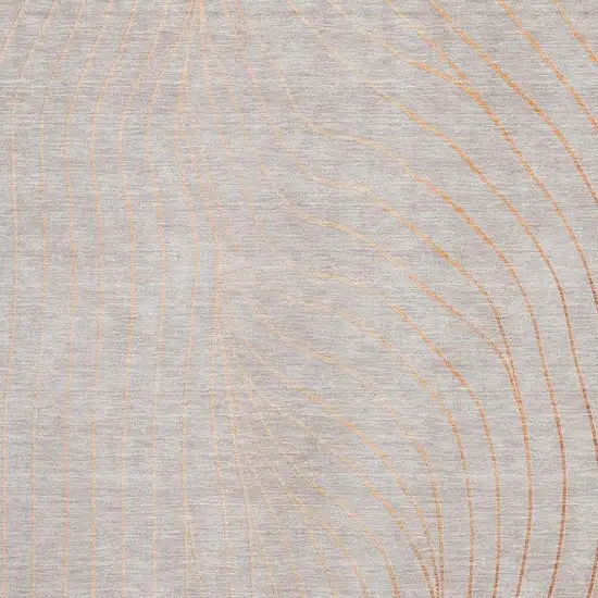 Copper And Silver Abstract Washable Area Rug With UV Protection Photo 3