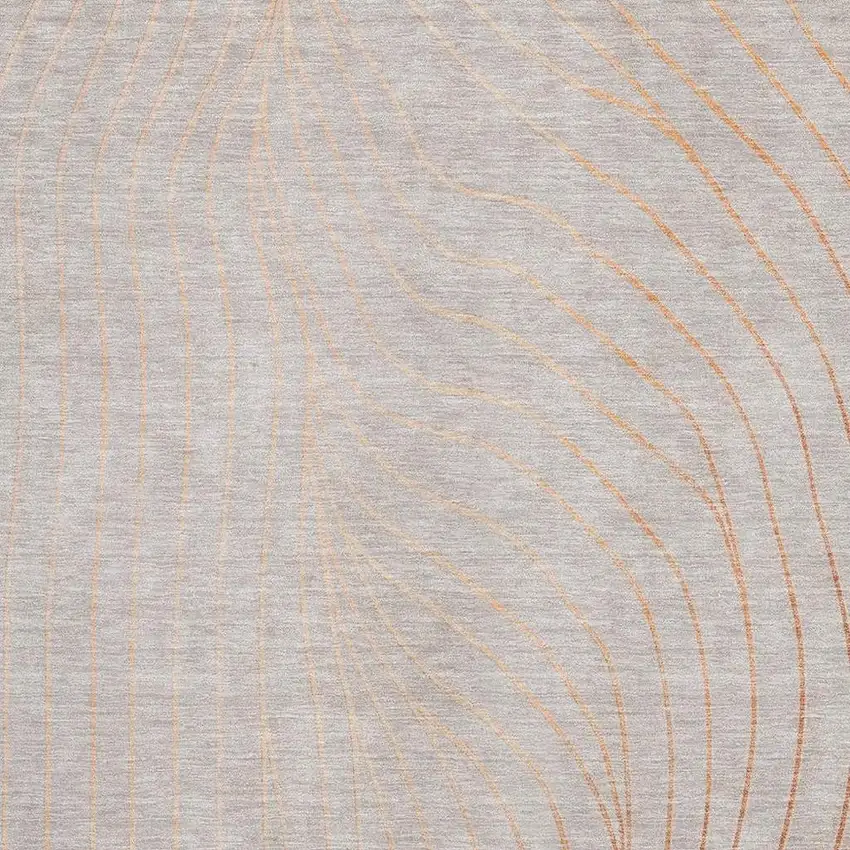 Copper And Silver Abstract Washable Area Rug With UV Protection Photo 3