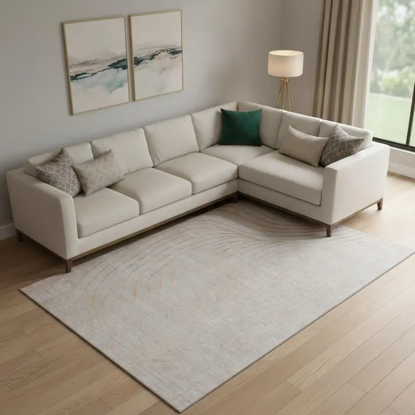 Copper And Silver Abstract Washable Area Rug With UV Protection Photo 2