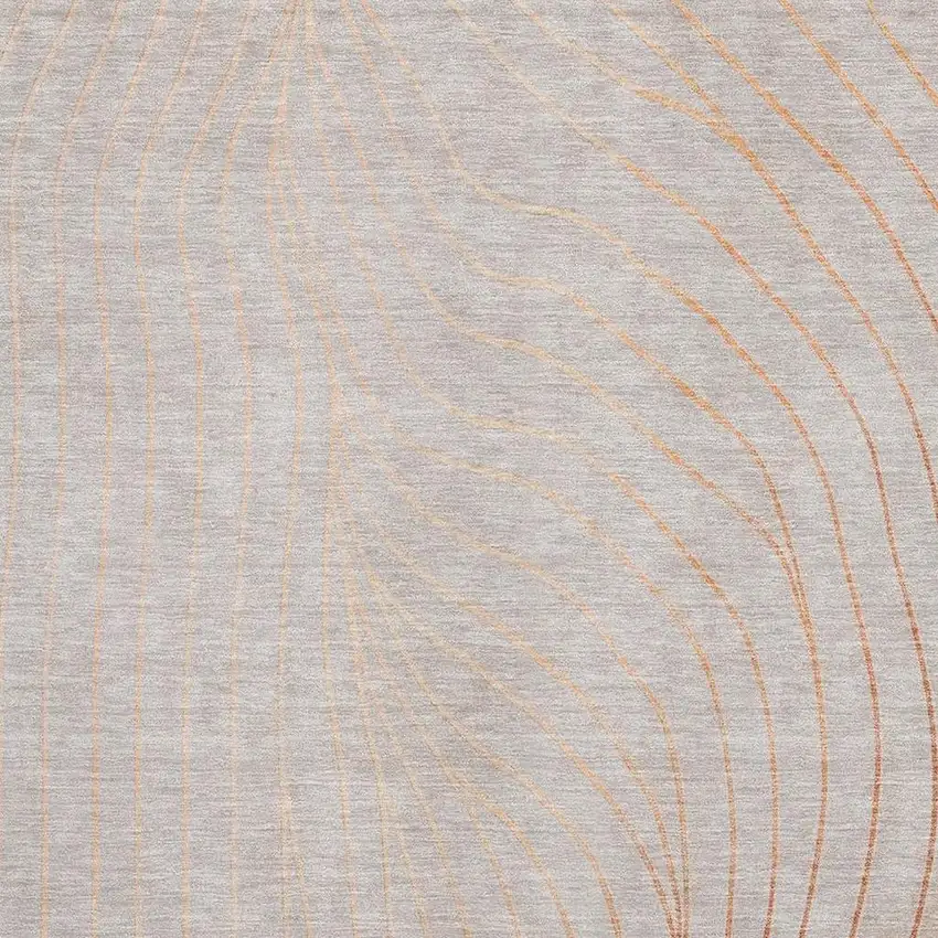 Copper And Silver Abstract Washable Area Rug With UV Protection Photo 6
