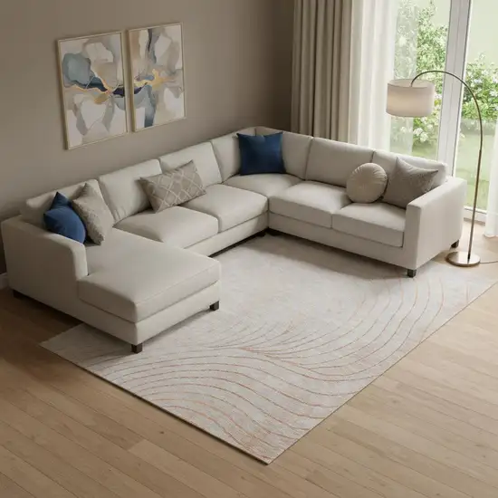 Copper And Silver Abstract Washable Area Rug With UV Protection Photo 2