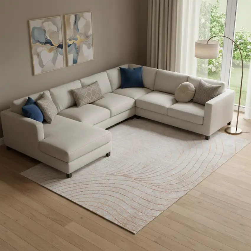 Copper And Silver Abstract Washable Area Rug With UV Protection Photo 2