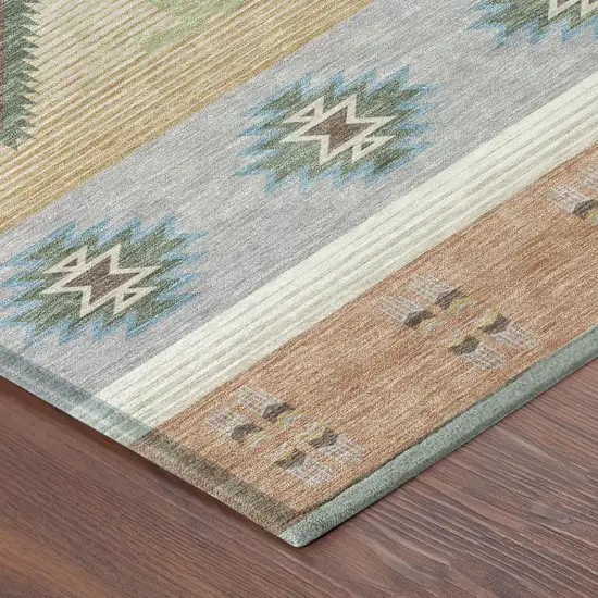 Copper And Silver Southwestern Washable Indoor Outdoor Area Rug Photo 8