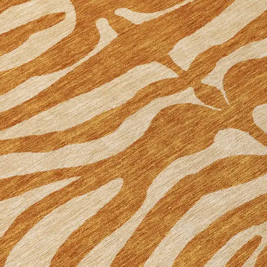 Copper And Tan Animal Print Washable Indoor Outdoor Area Rug Photo 8