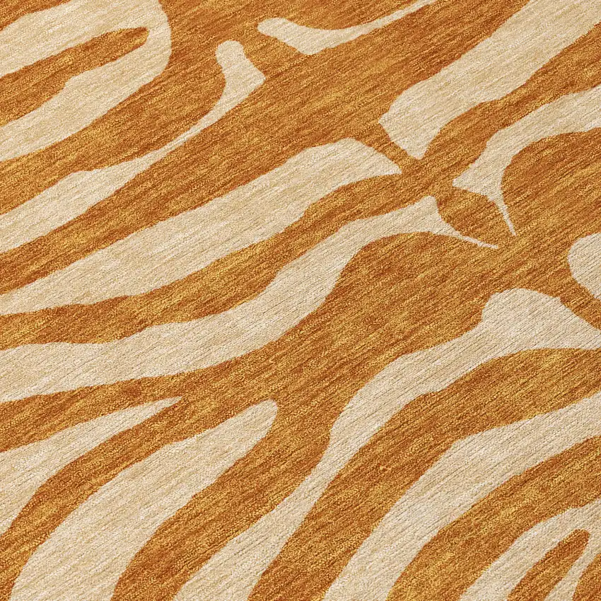 Copper And Tan Animal Print Washable Indoor Outdoor Area Rug Photo 8