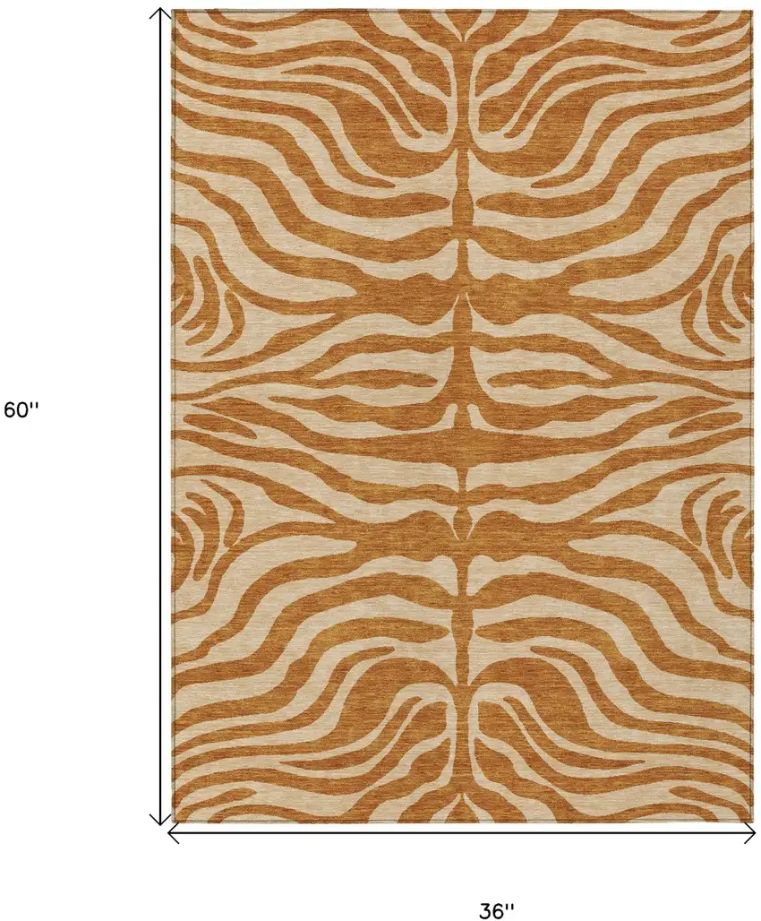 Copper And Tan Animal Print Washable Indoor Outdoor Area Rug Photo 7