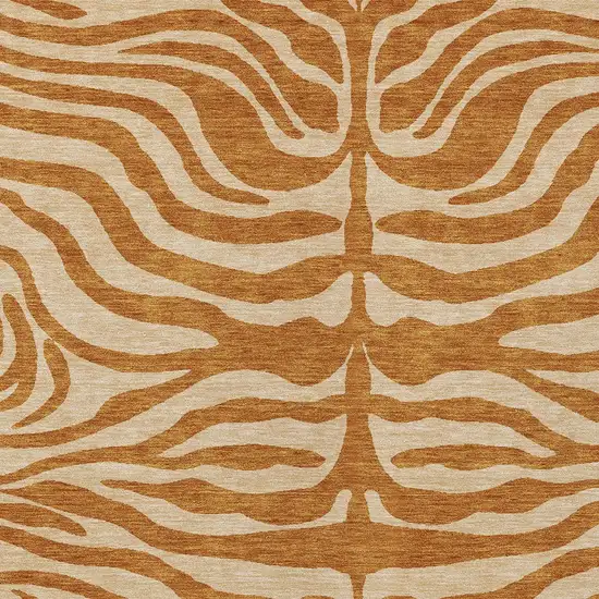 Copper And Tan Animal Print Washable Indoor Outdoor Area Rug Photo 5