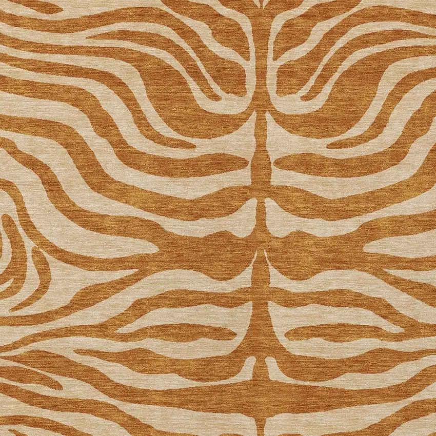 Copper And Tan Animal Print Washable Indoor Outdoor Area Rug Photo 5