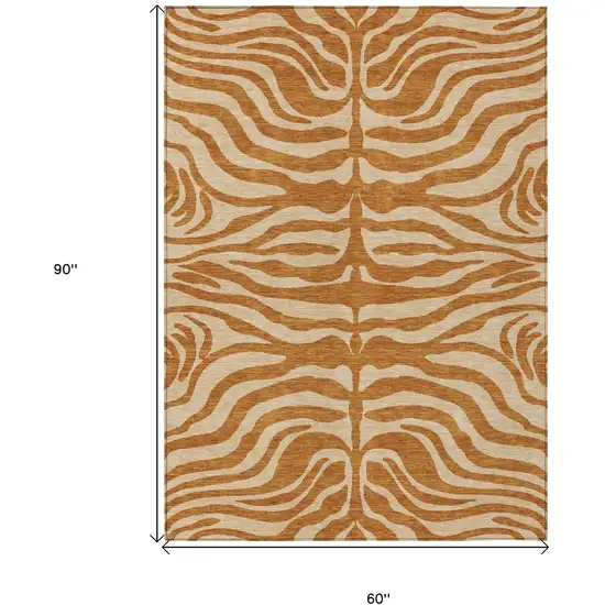 Copper And Tan Animal Print Washable Indoor Outdoor Area Rug Photo 7