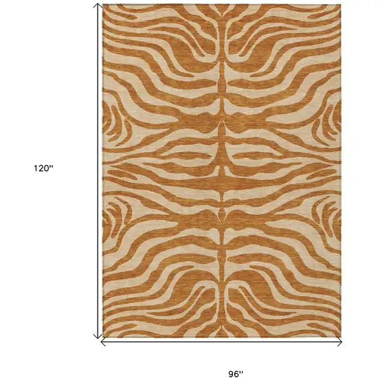 Copper And Tan Animal Print Washable Indoor Outdoor Area Rug Photo 3