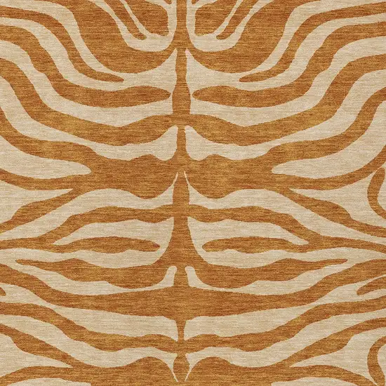 Copper And Tan Animal Print Washable Indoor Outdoor Area Rug Photo 6