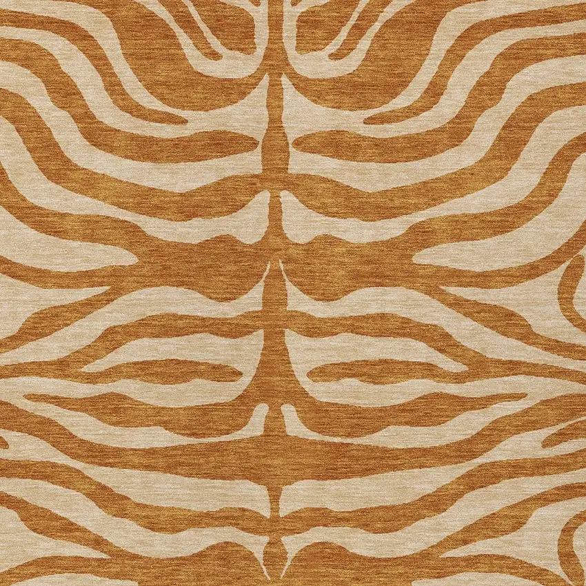 Copper And Tan Animal Print Washable Indoor Outdoor Area Rug Photo 6