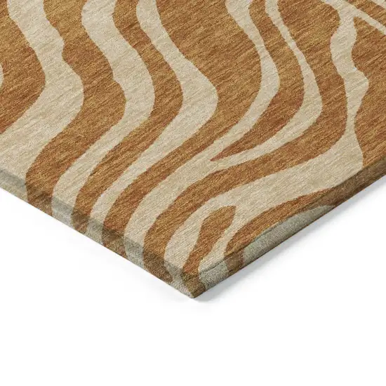 Copper And Tan Animal Print Washable Indoor Outdoor Area Rug Photo 4