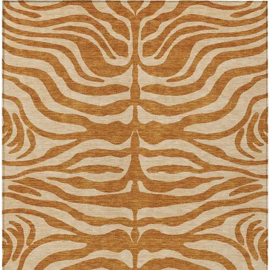 Copper And Tan Animal Print Washable Indoor Outdoor Area Rug Photo 6