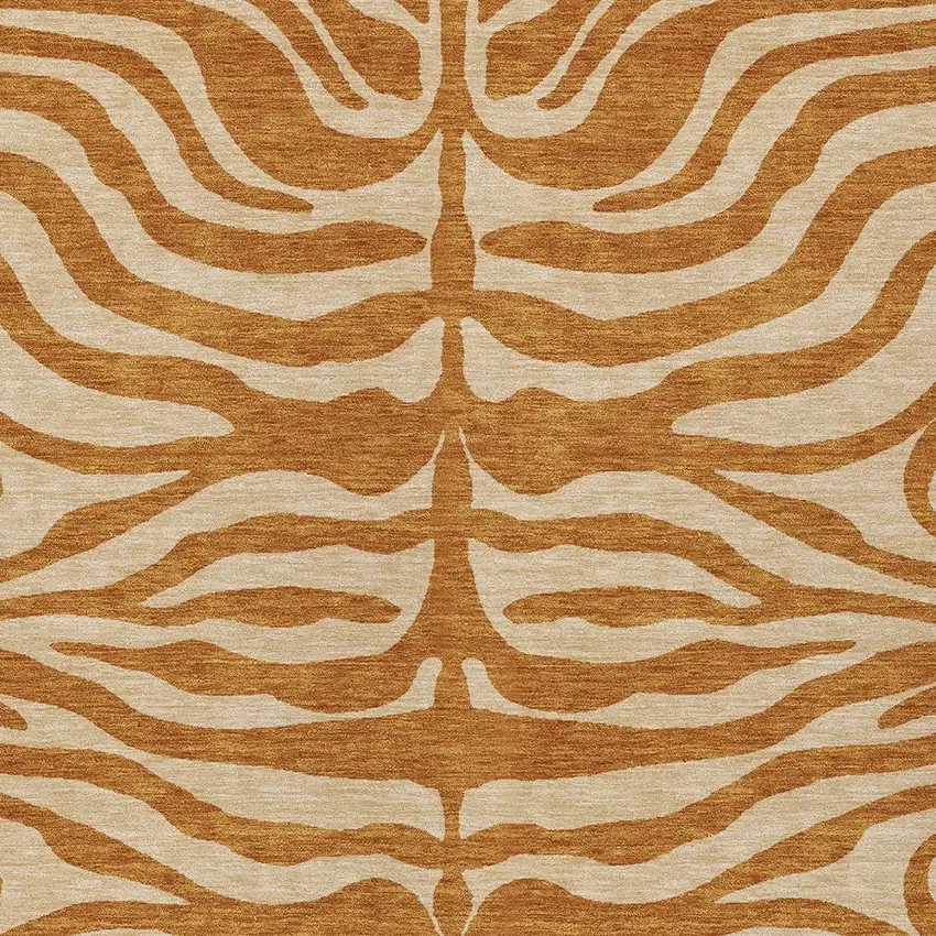 Copper And Tan Animal Print Washable Indoor Outdoor Area Rug Photo 5