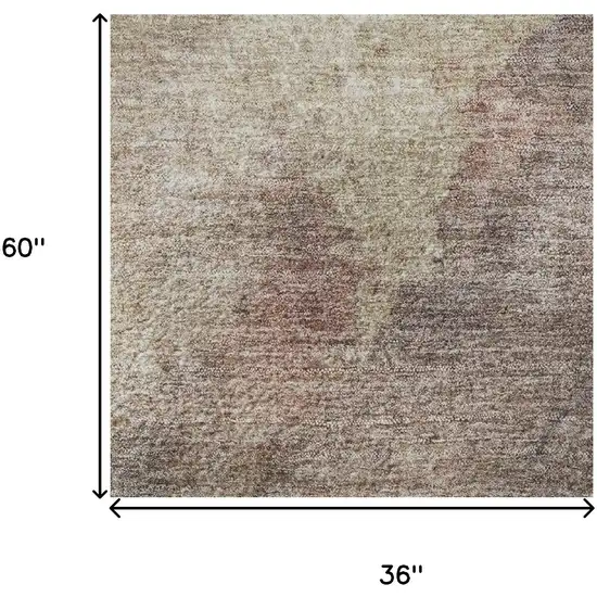 Copper And Taupe Abstract Washable Area Rug With UV Protection Photo 9