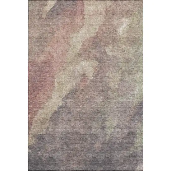 Copper And Taupe Abstract Washable Area Rug With UV Protection Photo 6