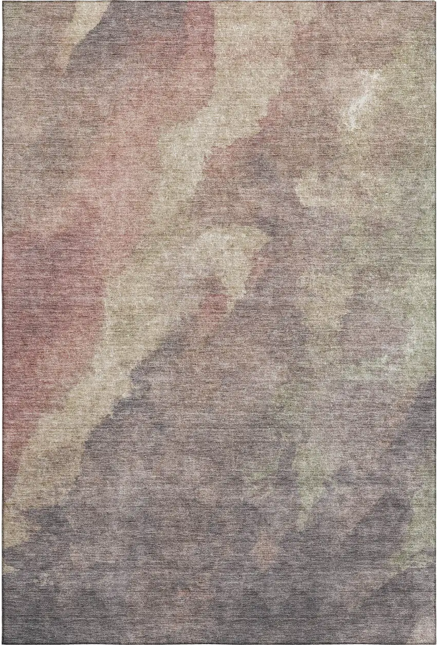 Copper And Taupe Abstract Washable Area Rug With UV Protection Photo 7