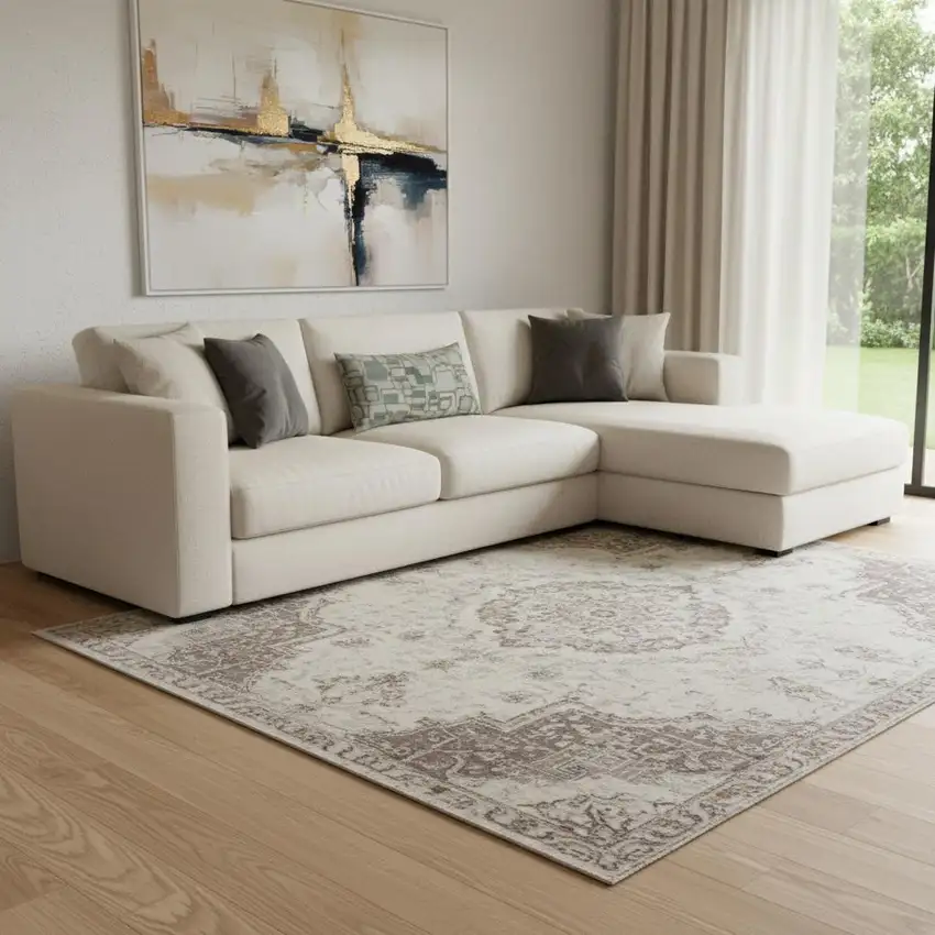 Copper And Taupe Abstract Washable Area Rug With UV Protection Photo 2