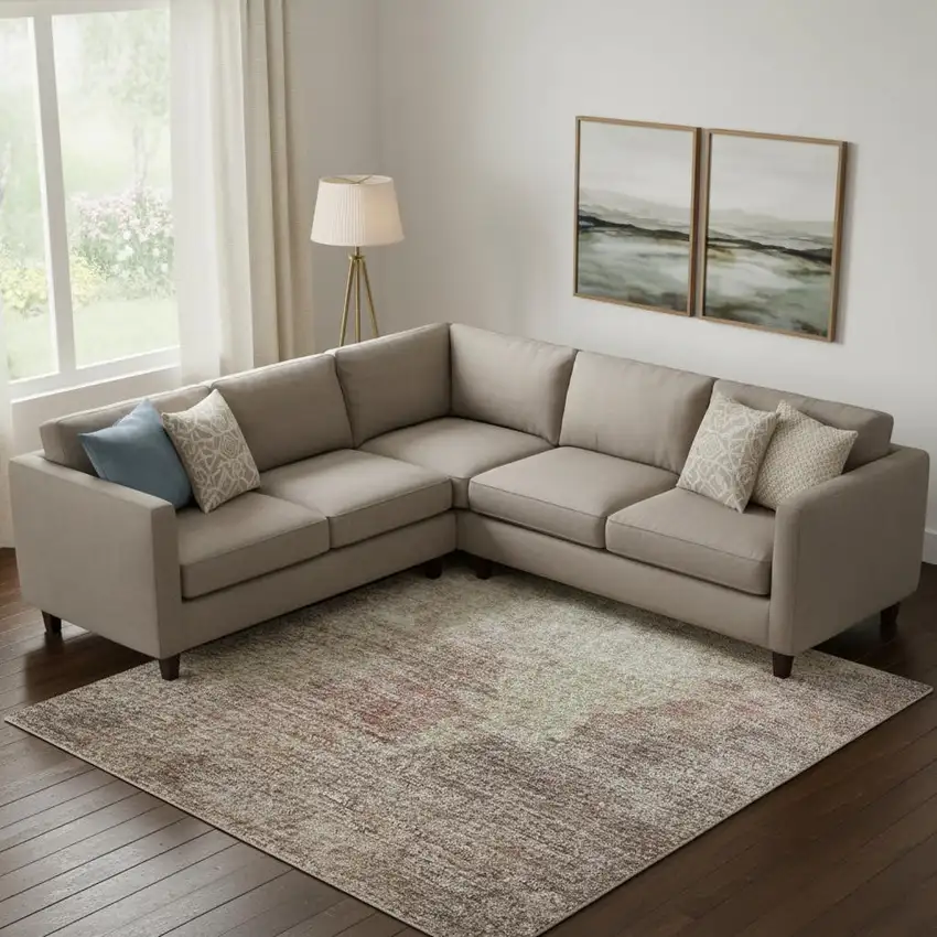 Copper And Taupe Abstract Washable Area Rug With UV Protection Photo 2