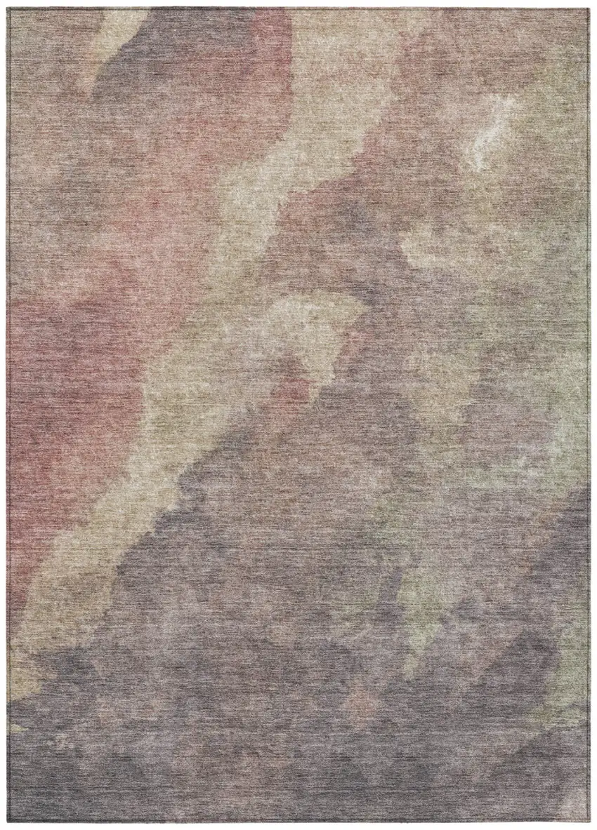 Copper And Taupe Abstract Washable Indoor Outdoor Area Rug Photo 8