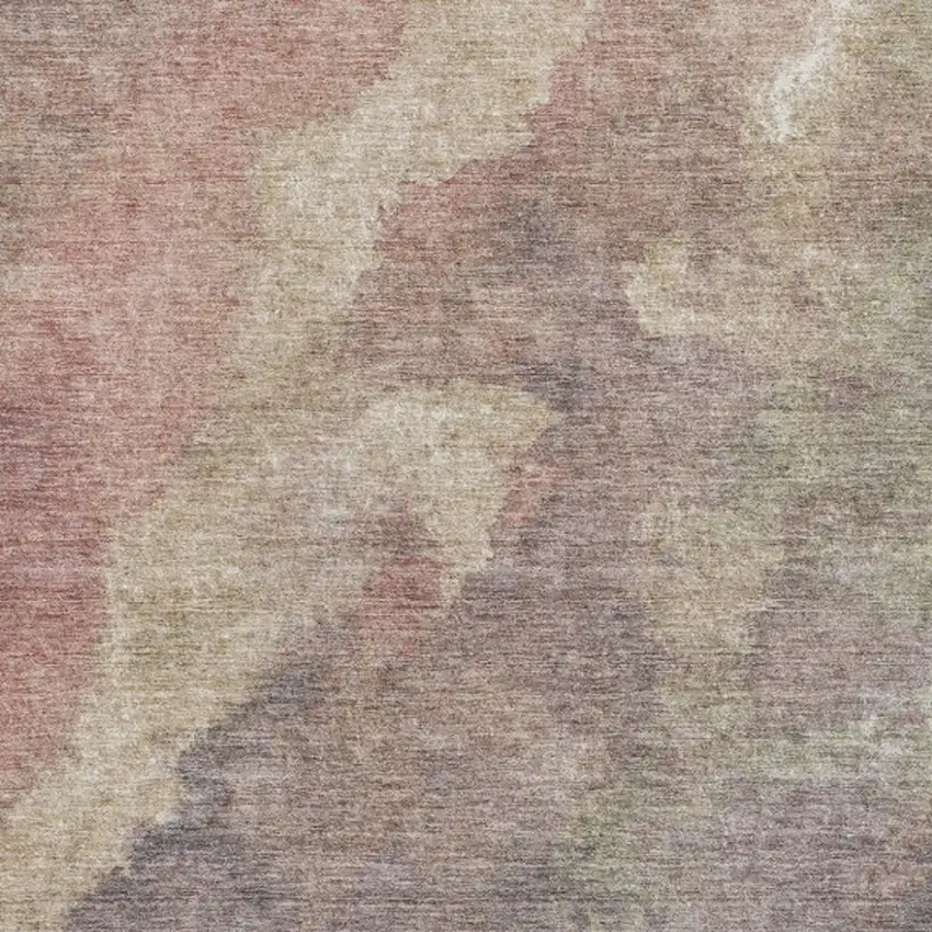 Copper And Taupe Abstract Washable Indoor Outdoor Area Rug Photo 1