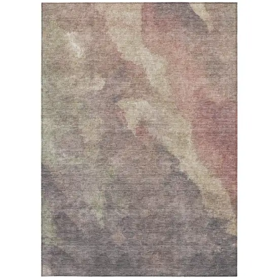 Copper And Taupe Abstract Washable Indoor Outdoor Area Rug Photo 9
