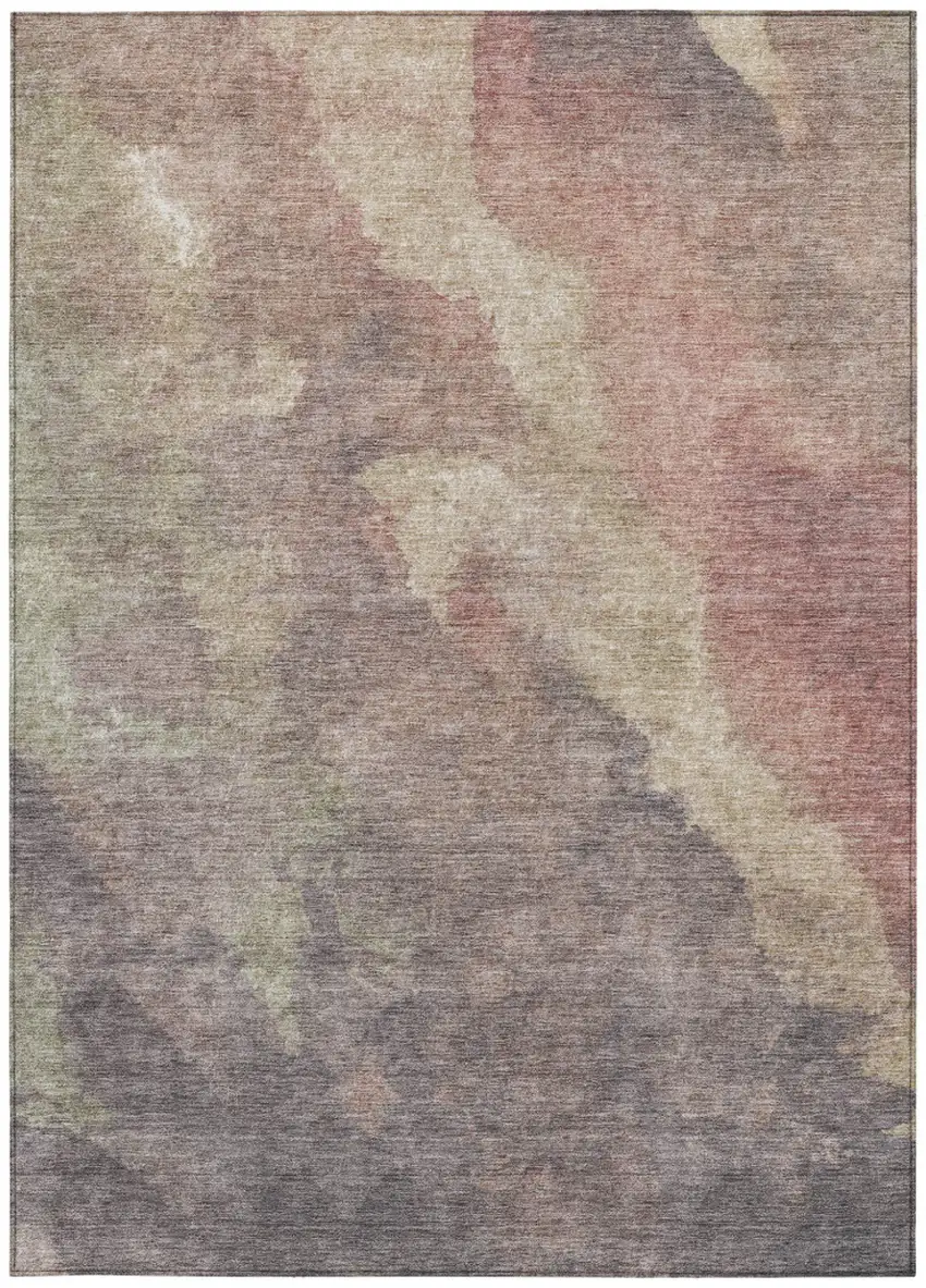 Copper And Taupe Abstract Washable Indoor Outdoor Area Rug Photo 9