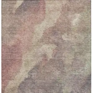 Photo of Copper And Taupe Abstract Washable Indoor Outdoor Area Rug