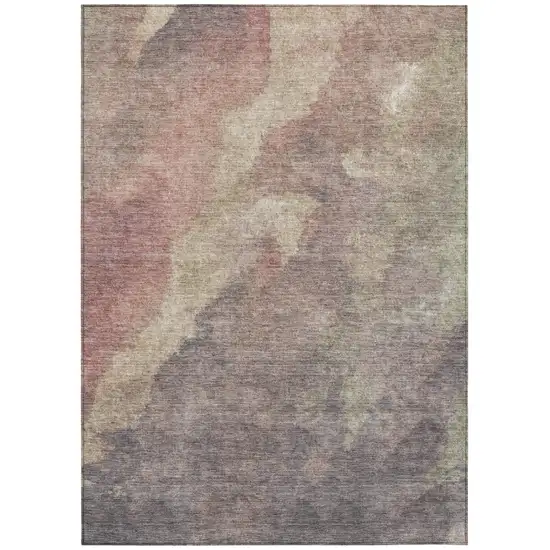 Copper And Taupe Abstract Washable Indoor Outdoor Area Rug Photo 8