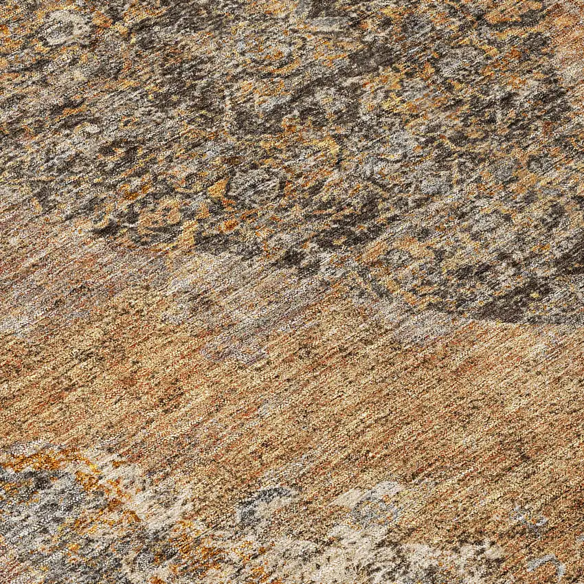Copper And Taupe Medallion Washable Indoor Outdoor Area Rug Photo 7