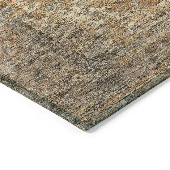 Copper And Taupe Medallion Washable Indoor Outdoor Area Rug Photo 6