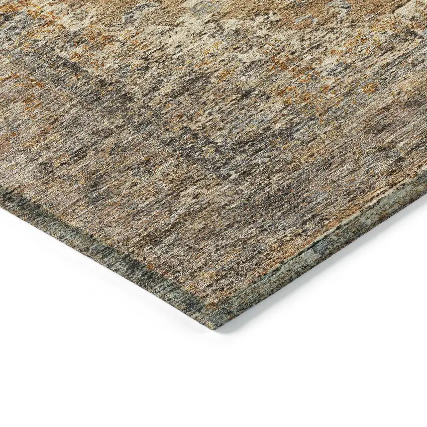 Copper And Taupe Medallion Washable Indoor Outdoor Area Rug Photo 6