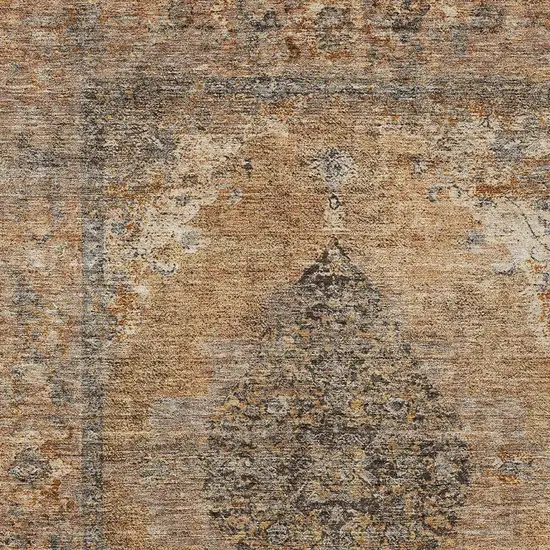 Copper And Taupe Medallion Washable Indoor Outdoor Area Rug Photo 4