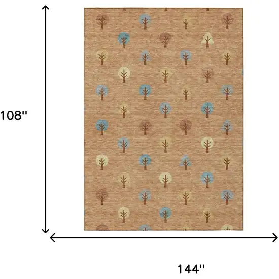 Copper And Teal Blue Geometric Washable Indoor Outdoor Area Rug Photo 7