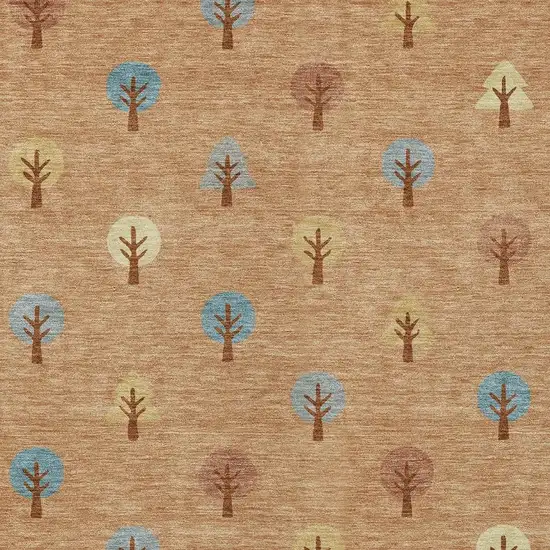 Copper And Teal Blue Geometric Washable Indoor Outdoor Area Rug Photo 3