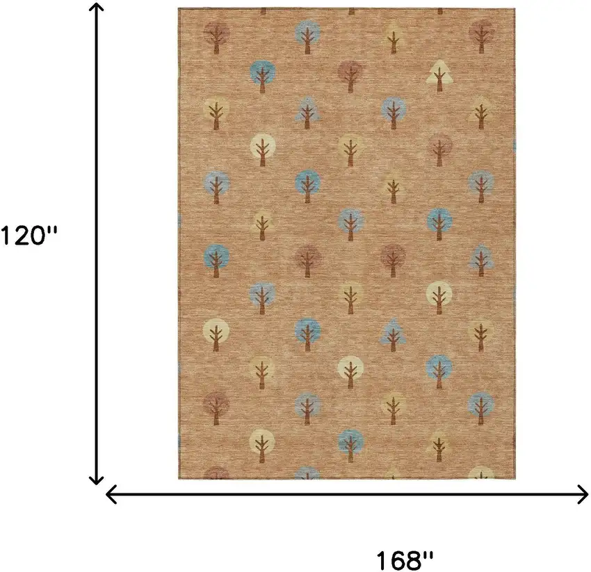 Copper And Teal Blue Geometric Washable Indoor Outdoor Area Rug Photo 7