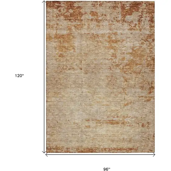 Copper And Terra Cotta Abstract Washable Indoor Outdoor Area Rug Photo 3