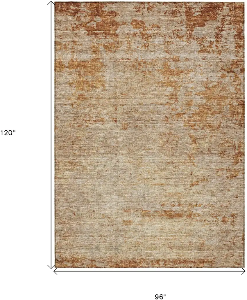 Copper And Terra Cotta Abstract Washable Indoor Outdoor Area Rug Photo 3