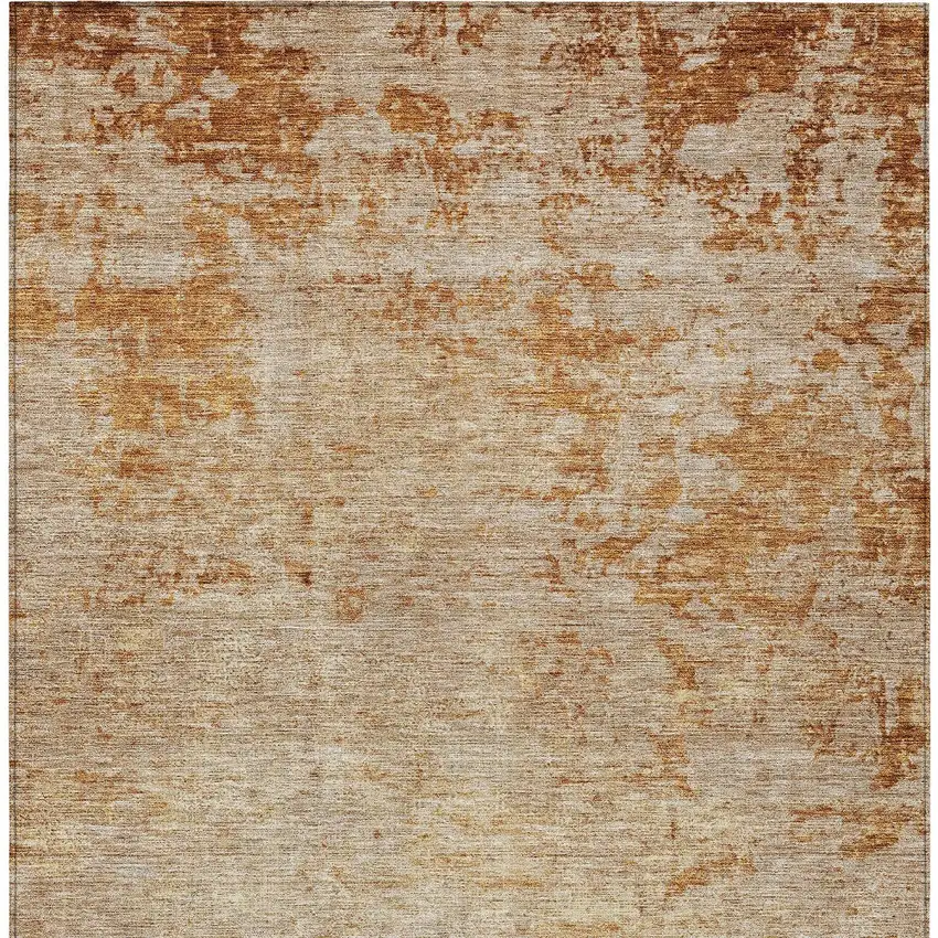 Copper And Terra Cotta Abstract Washable Indoor Outdoor Area Rug Photo 7