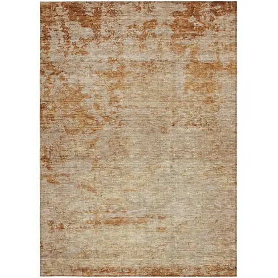 Copper And Terra Cotta Abstract Washable Indoor Outdoor Area Rug Photo 6