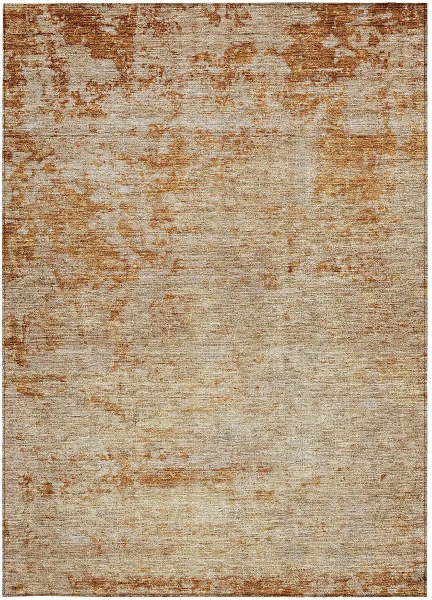 Copper And Terra Cotta Abstract Washable Indoor Outdoor Area Rug Photo 6