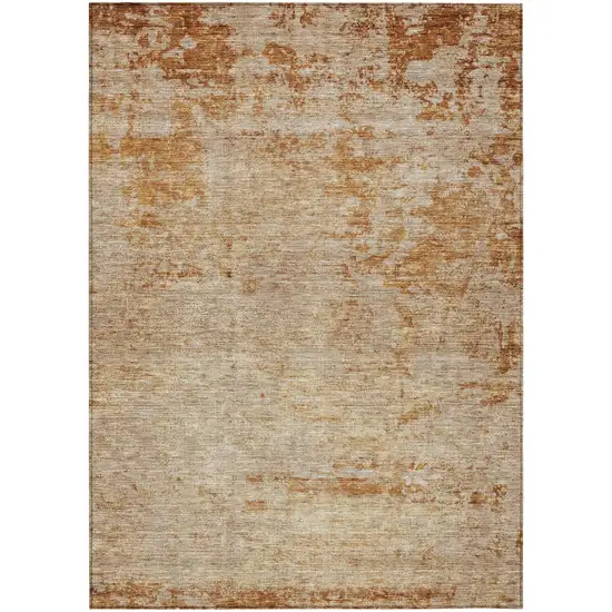Copper And Terra Cotta Abstract Washable Indoor Outdoor Area Rug Photo 2